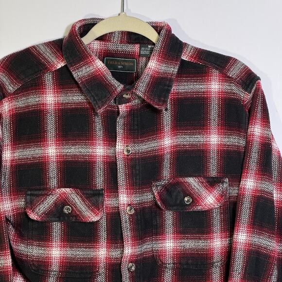 Field & Stream 1871 Men’s Flannel Shirt Medium M Red Black Plaid Blanket Flannel - Picture 3 of 10